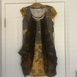 TRINA TURK Print Dress with Decorative Accessory